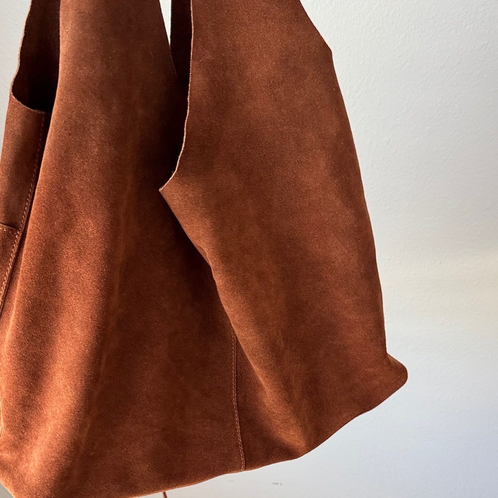 FREE PEOPLE Brown Suede Tote Bag NWOT - Picture 3 of 4